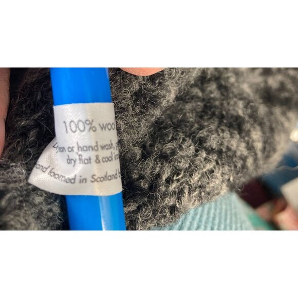 Womens Eskandar Handloomed Scottish Chunky Wool Cardigan Duster 48" OS Black Gra - Picture 7 of 7